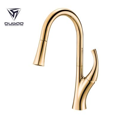 China Popular Contemporary Gold Kitchen Supplies High Arc Pull Down Kitchen Faucets for sale