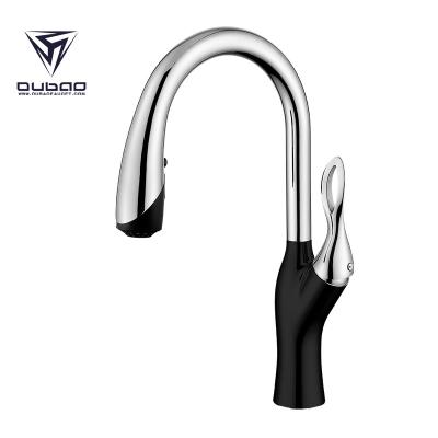 China Artistic Matte Black Pull Down Kitchen Faucets Modern Single Handle Gooseneck for sale