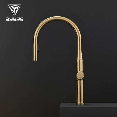 China Sense Faucets China Faucet Factory Single Handle Brushed Gold Kitchen Faucets Faucets With Pull Out Spout for sale