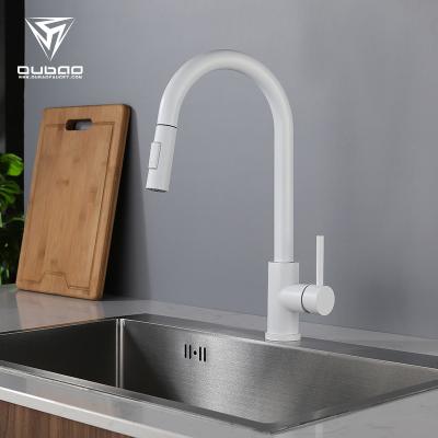 China Pull Out White 360 ​​Degree Single Handle Kitchen Faucet Wholesaler 2 Way Sink Sprayer for sale