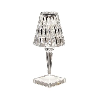 China Nordic Creative Creative Luxury Acrylic Transparent White Base Crystal Bedside Table Lamp Light Rechargeable for sale