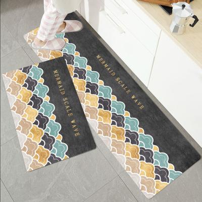 China Wholesale custom washable anti slip kitchen mats and floor covers anti slip waterproof wipeable leather rugs anti fatigue for sale