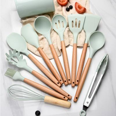 China Sustainable Sustainable Silica Gel Kitchen Set Morandi Color Fashion Kitchen Set Single Air Spatula Spoon Set for sale