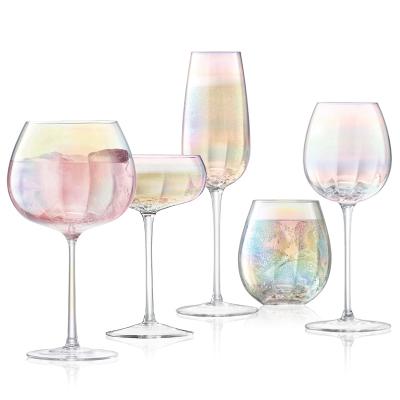 China To Gather British Large Cup Light Champagne Color Dazzle Cup Household Set Luxury Rainbow Crystal Glass Red Wine Plated Cup for sale