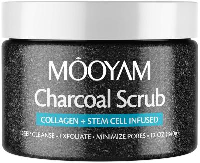 China Exfoliator Private Label Deep Cleansing Reduce Pores Activated Charcoal Facial Body Scrub Exfoliating Dead Skin Removal Charcoal Body Scrub for sale