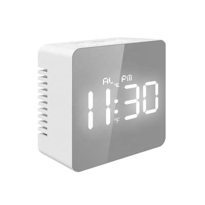 China Antique Style Customized LED Mirror Temperature Alarm Table Clock for sale