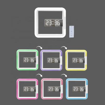 China Antique Style Factory Wholesale RGB LED Mirror Wall Clock With Remote Control Wall Clock for sale