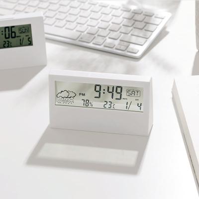 China Wholesale Antique Style Factory Clock LCD Weather Station Electronic Desktop Alarm Clock for sale