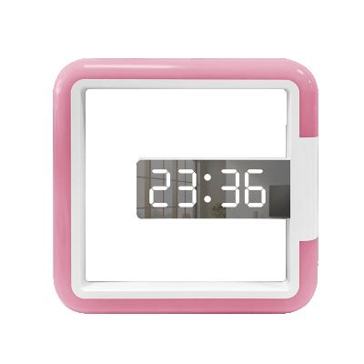 China New Creative Antique Style LED Mirror Wall Clock With Alarm Temperature RGB Color Light Remote Control Wall Clock for sale