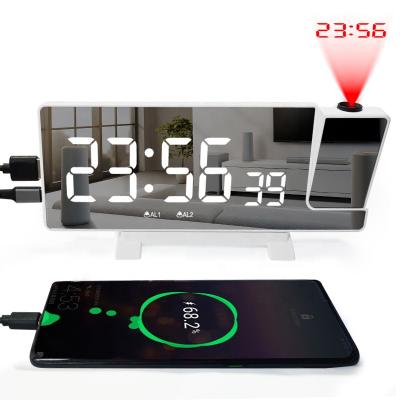 China Digital Desk Table Radio Clock With Radio And Projector Phone Charger Clock for sale