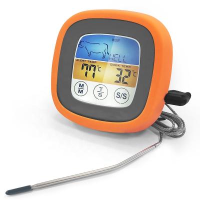 China Factory Wholesale Easily Cleaned Large LCD Touch Screen Display Food Thermometer with Magnet and Stand for sale