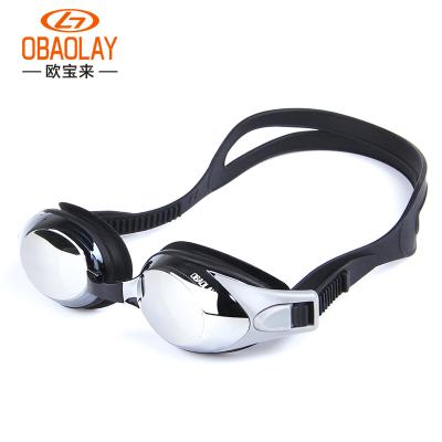 China Electroplating anti fog swimming goggles flat light waterproof adult HD unisex myopia large frame swimming goggles for sale