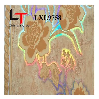 China New Design Plastic PET Hot Stamping Aluminum Laser Film For PVC Ceiling Plastic Wall Panel for sale