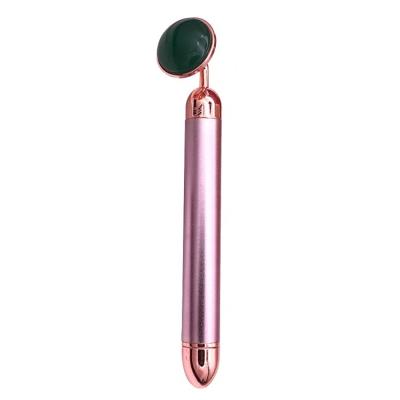 China Face Healthcare Massage Wholesale High Quality Natural Green Aventurine Jade Electric Vibrating Massage Stick Beauty Tool for sale