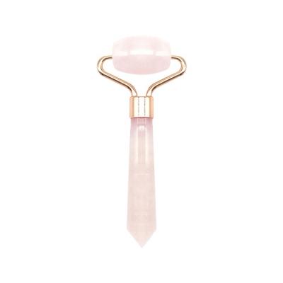 China Face Lift Powder Rose Quartz Heart Shape Massage Beauty Small head Jade Unilateral Roller Tool Wholesale Natural Massage for sale