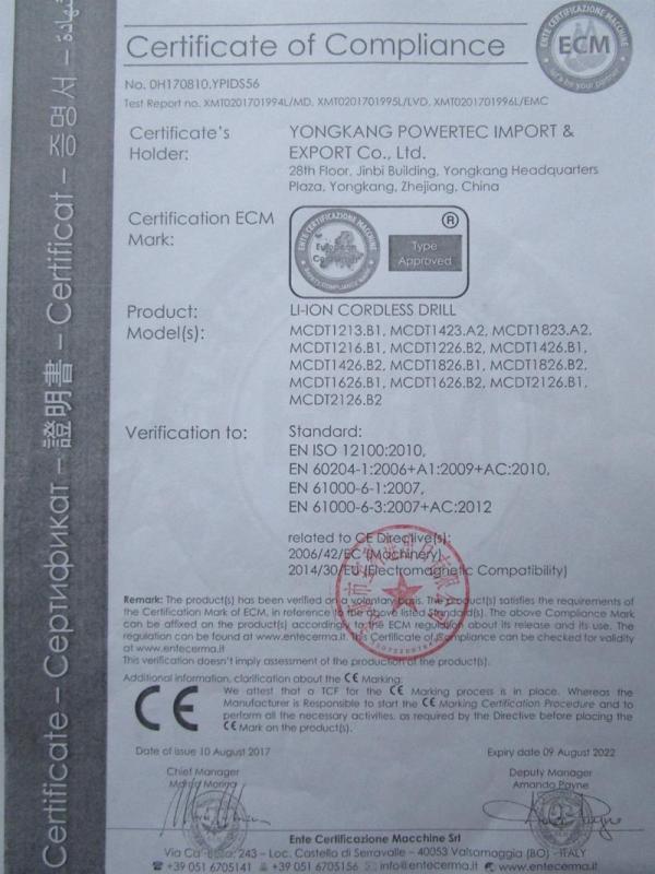 CE - Yongkang Powertec Import & Export Co., Ltd.