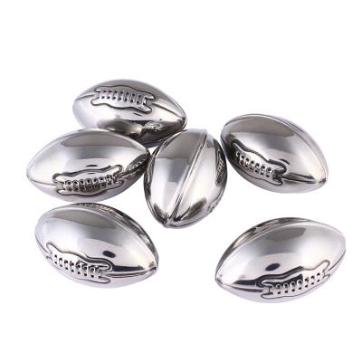 China Morden Set Of 4 Whiskey Chilling Rocks Rugby Shape Reusable Stainless Steel Large Ice Cube Wine Stones for sale