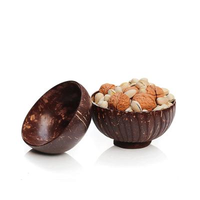 China Sustainable Coconut Bowls and Wooden Spoon Sets Best Selling Organic Natural Handmade Coconut Shell Serving Bowls for sale