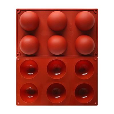 China Viable Food Grade 6 Holes Silicone Half Ball Mold Cookies Baking Tool For Making Hot Chocolate Bomb Cake Jelly for sale