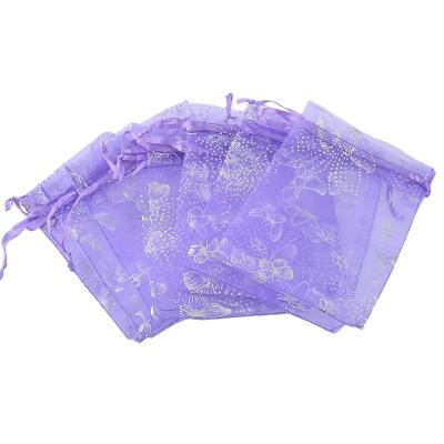 China CANDY Custom 7 9 Cm Jewelry Butterfly Printing Different Sizes Gift Packaging Sheer Pouch Sugar Organza Bag for sale