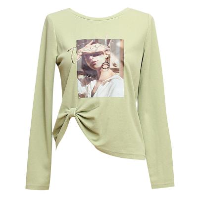 China Factory Direct Selling High Quality Anti-wrinkle Women's Long Sleeve T-shirt With Big Solid Color Pattern for sale