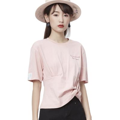 China Anti-Wrinkle Made In China High Quality Women's Solid Color Short Sleeve T-Shirts Can Be Shipped In Bulk for sale