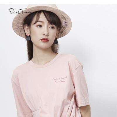 China Anti-Wrinkle Summer Loose Fit Crew Neck Short Sleeve Cotton Women T-Shirt for sale