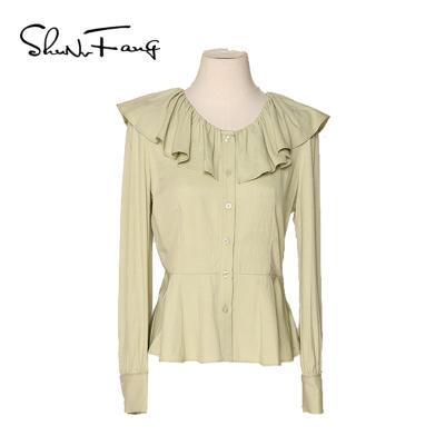 China 2021 hot sale high quality loose long-sleeved oversized shawl anti-pilling shirt around collar fashion style for sale