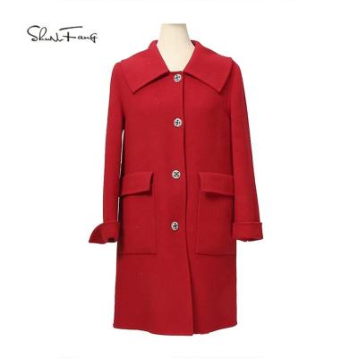 China Women's Breathable Slim Medium Length Shunvfang Woolen Coat With Double Breasted Women's Winter Coats for sale