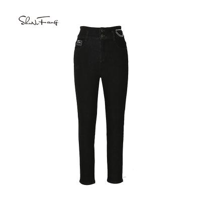 China Shunvfang high-waist jeans QUICK DRY black washed women's plain straight-leg pants high quality women's trousers wholesale for sale