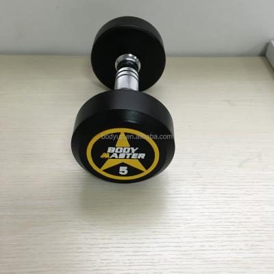 China Cast Iron& Rubber Coated Round Rubber Dumbbell for sale