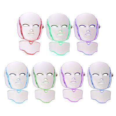 China Skin Tighten Face And Neck Rejuvenation Photon Skin Care Beauty Face Masks EMS 7 Color LED Light Facial Mask for sale