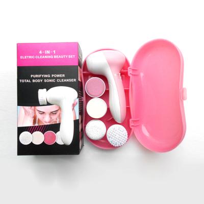 China Acne Treatment 4 in 1 Waterproof Face Exfoliating Electric Pore Detergent Face Massager Deep Cleansing Brush for sale