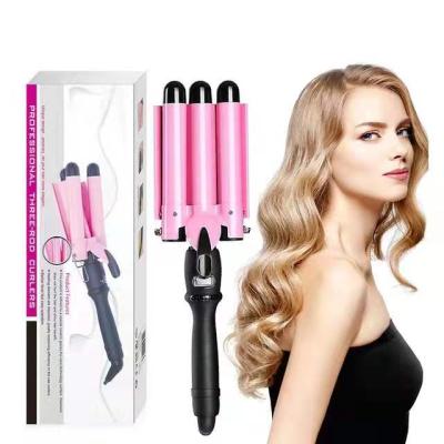 China 2021 Hot Selling Tourmaline Ceramic+ABS Hairdressing Tool Electric Wave Hair Curler Barrel Triple Curling Hair Curler Amazon for sale