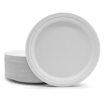 China Compostable Biodegradable In Day 90 10 Inch Eco Sturdy Greaseproof Microwavable Disposable Bamboo Paper Dinner Plates Biodegradable For Party for sale