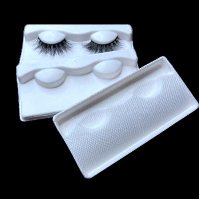 China Recyclable Biodegradable Bagasse Paper Pulp Eyelash Packaging Tray Holder Custom Eyelashes Packaging for sale