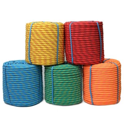 China High Strength Outdoor Camping Sport Rope 8mm 10mm 12mm Safety Braided Static Braided Climbing Nylon Climbing Rope for sale