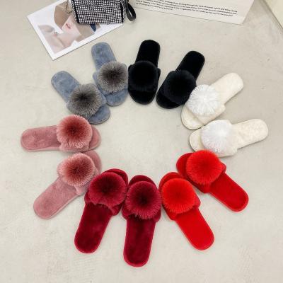 China Fashion Trend Women's Flat Bottom Fluffy Slippers Women's Flat Bottom Plush Cotton Bedroom Slippers Lovely Warm Winter Indoor New for sale