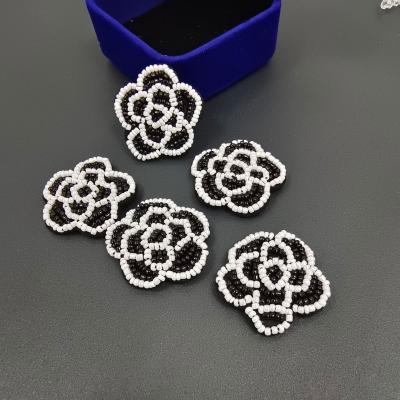 China Handmade Rhinestone Bead Flower Sew On Applique Apparel Embroidery Flower Beaded Flowers For Jackets for sale