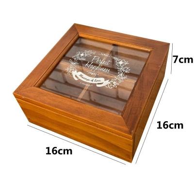 China Caja De Madera Acrylic Desk Binding Four Grid Viable Square Wooden Jewelry Storage Blind Box Small Wooden For Bedroom for sale