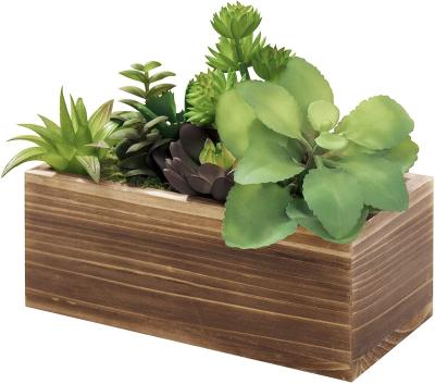 China Cheap Potted Flower Plant Box Rustic Wooden Garden Home Decor Layout Europe Brown Maceta De Madera for sale