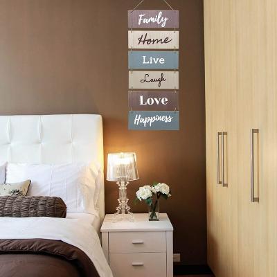 China Rustic Home Accessories Rustic Welcome Vertical Wall Art Wooden Sign With Customized Outdoor Word Living Room Bedroom 6 Pieces for sale