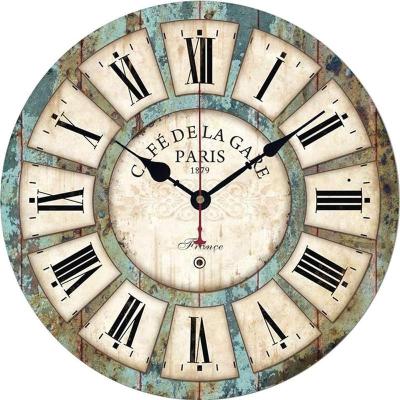 China Vintage Farmhouse Style Antique Mecanismo Reloj De Pared China Single Needle Wall Solid Wood Clock For Bedroom Living Room Kitchen for sale