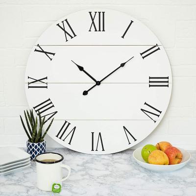 China Maquina Para Reloj De Pared Simple Shabby Chic Home White Antique Rustic Barn Style Large Retro Oversize Wall Clocks For Living Room for sale