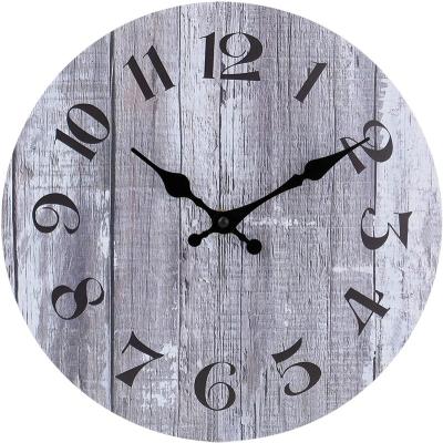 China Fashion Rustic Silent Non Ticking Cheap Wall Clock Battery Operated Vintage Antique Style Quartz Wooden Decorative Framed For Living Room for sale