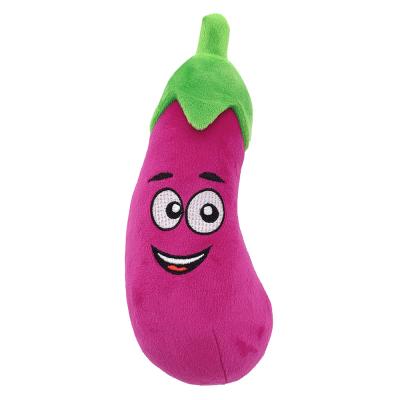 China Viable Dog Squeaky Toys Pet Chew Toy Eggplant Design pp Vegetable Cotton Stuffed Plush Pet Exercising Toys for sale