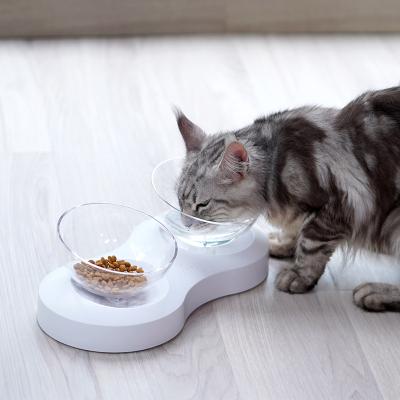 China Transparent Tilting Style Pet Bowl Pet Cat Feeder Pet Food Dish Sustainable Non-Slip Tilting Bowl for Dogs Cats for sale