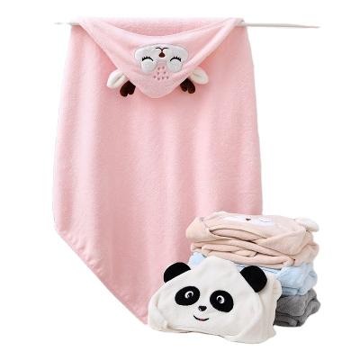 China High Quality Compressed Baby Wraps Soft Microfiber Coral Fleece Fluffy Baby Blankets For Newborns Hooded Bath Towel Cape For Bath for sale