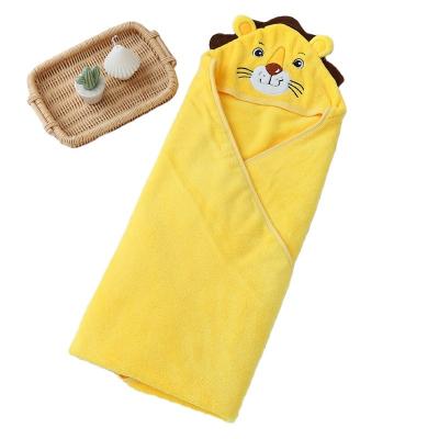 China Hot Sale Super Soft Microfiber Plush Kids Cartoon Bath Towel Baby Poncho Animal Hooded Towel QUICK DRY for sale