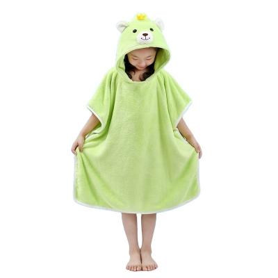 China QUICK DRY Newborn Baby Bath Hooded Beach Towel With Hood Kids Cartoon Animal Unicorn Coral Fleece Bathrobe Children's Poncho for sale